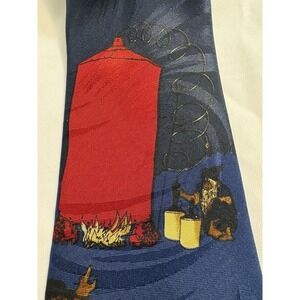 Hallmark Moonshine Cabin Novelty Tie Folk Art Americana Camping Scene 64"